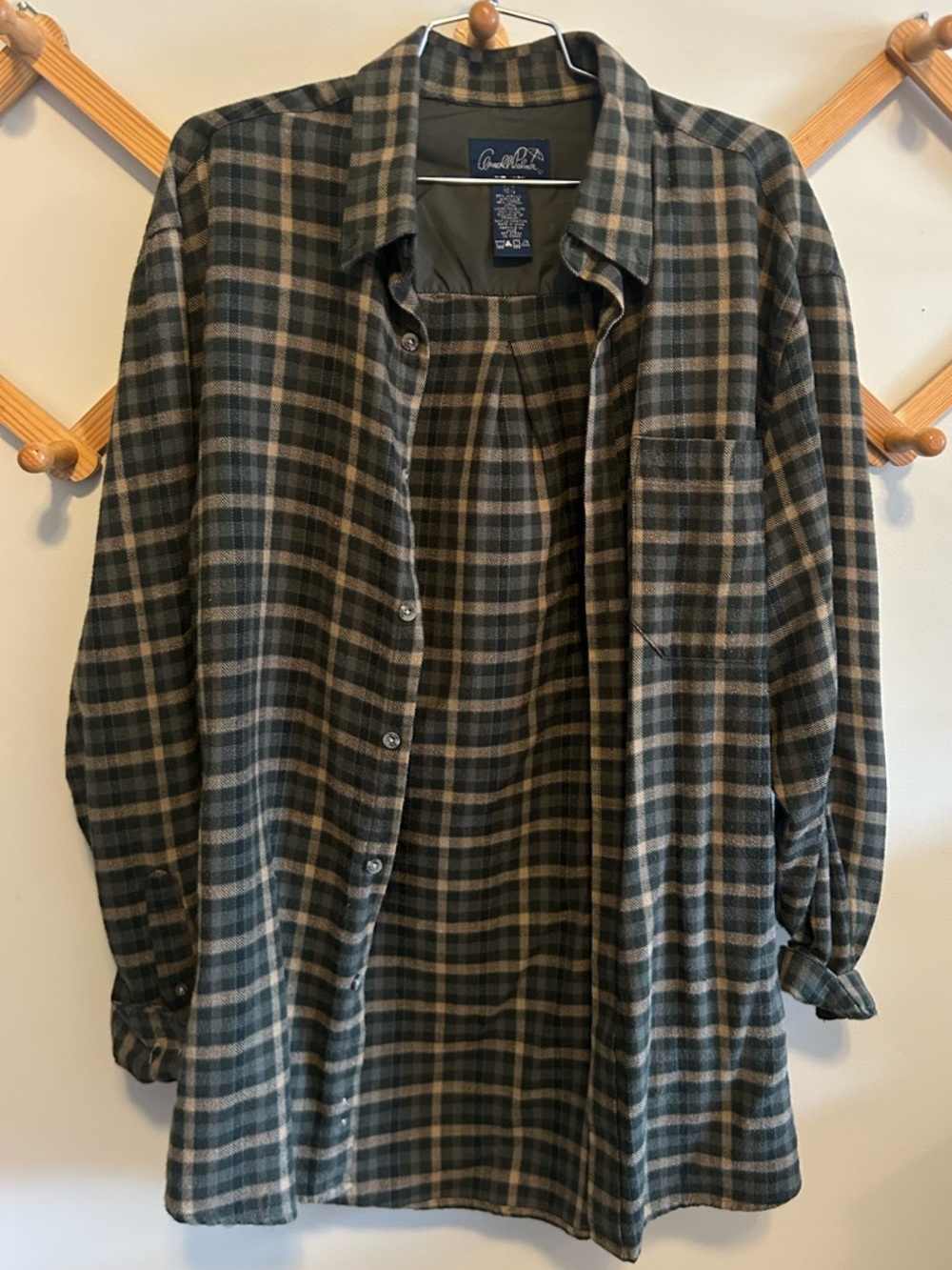Arnold Palmer Olive and Tan Plaid Button-Down Shirt